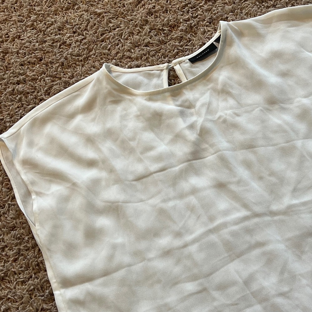 Halogen White Cap Sleeve Keyhole Back Blouse Top Womens Small